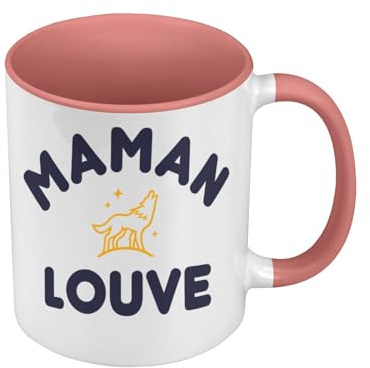 Fabulous Mug de Couleur Qualité Premium Rose - Maman Louve Famille Mignon Animal - Tasse avec anse et intérieur de couleur