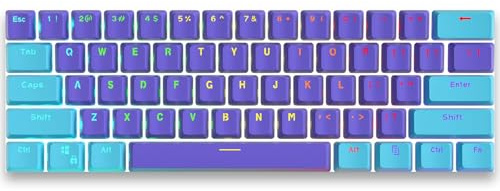 Catekro PBT Keycaps, 104 Keys Standard Doubleshot Keycap Set, OEM Profile, Translucent Keycaps for Diy Mechanical Keyboard(Purple +Cyan)