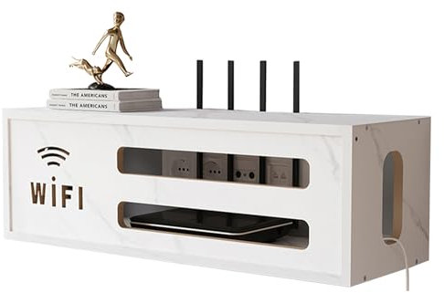 PUIOTEAI Router Schrank, WiFi Box, Aufbewahrungsbox für Verstecken Router und Kabel, Router Regal, TV Kabel Organizer Wand Montiertes Router Kasten(White)