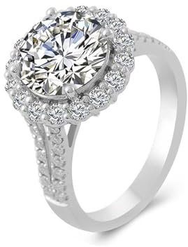 AMDXD PT950 Ring, Blumen Eheringe mit Moissanit 2ct Oval Form, Moissanit Verlobungsring Pärchen Ringe 950 Platin Damen Echt Gold Schmuck