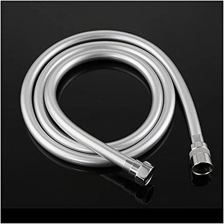 Premium Stainless Steel Hose, 1,2 m, 1,5 m, 2 m, PVC-Hochdruck-Brauseschlauch aus silbernem PVC, glatt, for Badewanne, Handbrause, flexibler Schlauch G1/2, universelle Schnittstelle (Farbe: silberner