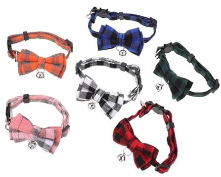 BESPORTBLE 6stücke Katzenhalsband Sicherheitsverschluss Einstellbare Weiche Und Atmungsaktive Materialien Für Kätzchen Und Kleine Katzen Mit Glöckchen Und Hübschen Schleifen