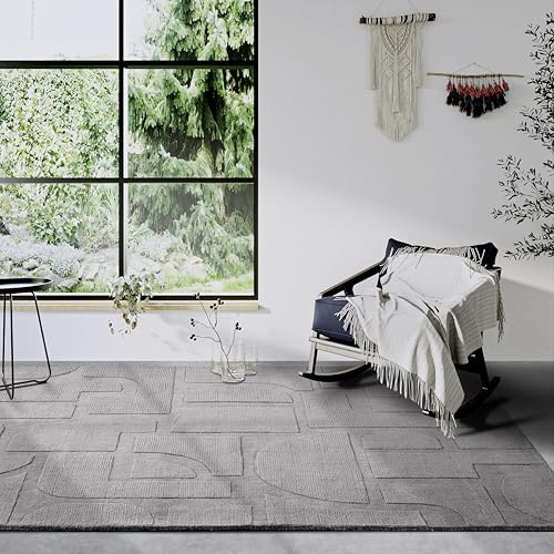 Villeroy & Boch Alexis, tappeto di lana naturale, tessuto a mano e naturale, per soggiorno, camera da letto, sala da pranzo, corridoio, cucina, grigio, 160 x 230 cm