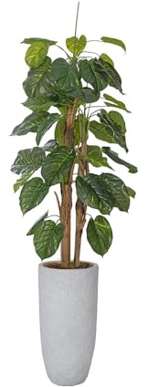 80.3'' Artificial Devil's Ivy in a Tall Beige Checkered Planter Perfect for Indoor and Outdoor use