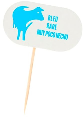 Monouso | 100 Palillos Marcador Muy Poco Hecho, 8cm, Palillos de Madera, Restaurantes, Catering, Eventos, Cócteles, Aperitivos