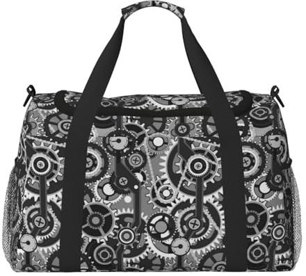 Borsone da viaggio, modello tradizionale con ingranaggi, borsone per la notte, borsa da palestra per donne e uomini, borsa da viaggio per oggetti personali