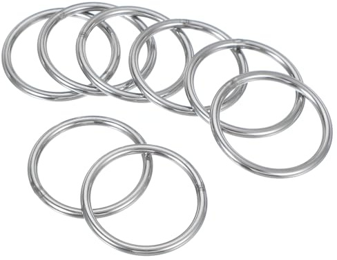 PATIKIL 8 Stück 5x50mm Metall O-Ringe, 304-Edelstahl O-Ring, geschweißte Rundringe, Taschenzubehör, Metallringe, DIY-Zubehör für Gürtel, Nähen, Hundehalsbänder, Karabiner, Gurtbänder