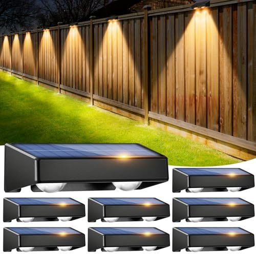 sununiny Solar Fence Lights 8 Pack 9 Colors&11 Modes Solar Lights Outdoor Garden Waterproof RGB Solar Wall Lights for Backyard,Step Railing,Pathway,Patio,Garden,Fence Decoration