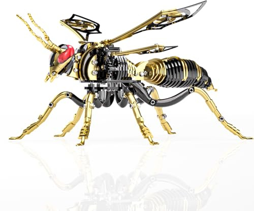EUSP.LONGPIN 3D Puzzles for Adults, Bumblebee Metal Assembly Jigsaw Game with Steel Mechanical Engineering, Advanced DIY Crafts for Relief & Collection(Black-Gold)