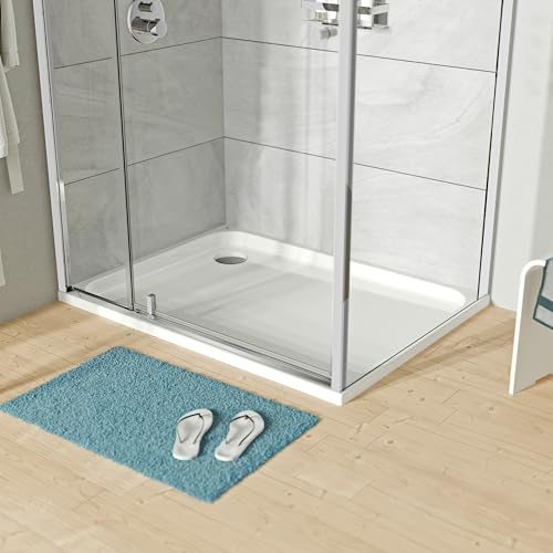 BERNSTEIN - Receveur de douche Rectangulaire Blanc 80x120x3,5cm Bac à douche Acrylique antidérapant à Rebords, Résistant & Durable - TIM
