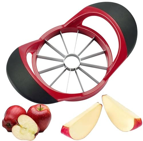 Affettatrice per mele, tagliapela, divisore per mele, in acciaio inox, per frutta, verdura, mele, con manico ergonomico, impugnatura facile, 8 lame affilate e fette