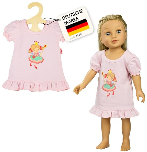Heless 2565 - Puppen-Nachthemd Prinzessin Emily, in Rosa mit Prinzessin Motiv, für Puppen und Kuscheltiere der Größe 35 - 45 cm