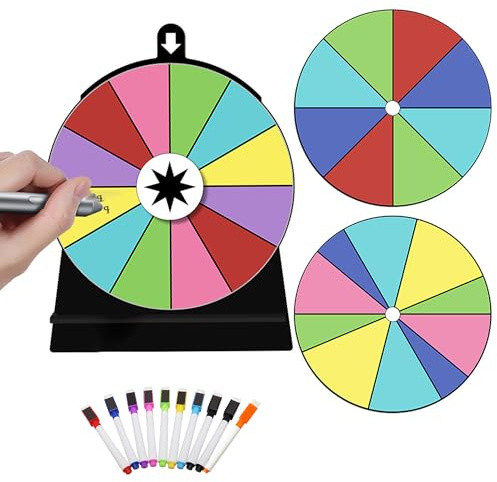 QXLXS 3PCS Roue de La Fortune à Faire Pivoter, Prize Wheel avec Stylo Effaçable, Roue Porte-Bonheur, pour des Jeux et des événements, Fête, Carnaval loterie du Nouvel an Roue De La Fortune