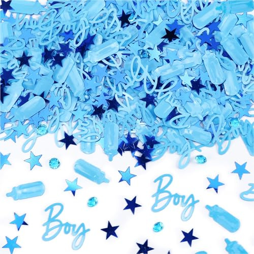 MARFOREVER Baby Shower Confetti Blue Boy Confetti, Baby Shower Decorations Glitter Boys Confetti Sprinkle Boy Table Scatter for Baby Shower Gender Reveal Party Decorations Supplies