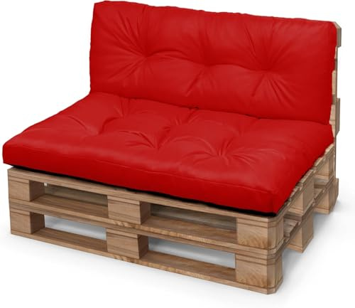 Palettenkissen Wasserdicht Outdoor & Indoor Palettenkissen 120x60 & 120x40 cm Bequeme Sofa-Rücken- & Sitzkissen für Gartenmöbel (Rot)