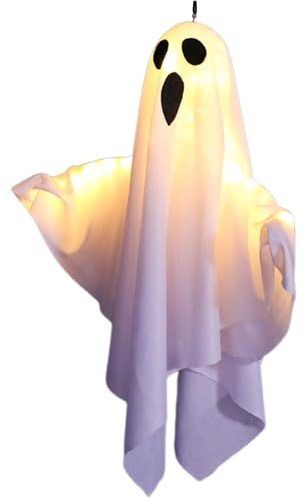 Decorazioni di Halloween - Luce fantasma appesa con LED 50 x 40 cm | Figure di Halloween con 3 modalità lampeggianti | Ornamento luminoso per prato terrazza giardino cortile giardino