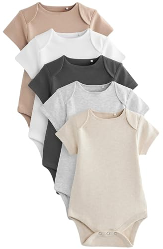 NEXT Nyfödda unisex 5-pack kortärmade babybodys Neutral 56