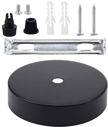 FOYTOKI Plaque de Recouvrement pour Plafonnier Rond Noir en Plastique et Fer, Installation Facile, Design Élégant pour Éclairage de Plafond Polyvalent