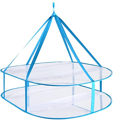 WeiLingBo 2 Tier Folding Mesh Clothes Hanging Dryer,Sweater Drying Rack Folding Mesh Clothes Drying Rack,Lay Flat to Dry Meshes Cloth Hanger for Delicates and Swimsuit