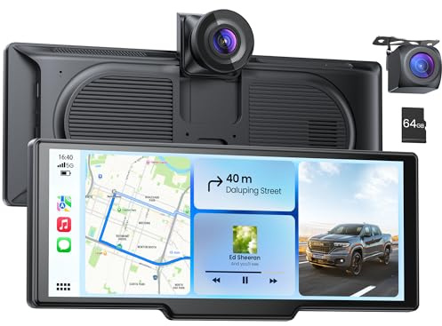 Avaett 9,26 Écran CarPlay Voiture pour Apple CarPlay & Android Auto avec Dash Cam 4K et Cam de Recul HD, Car Play avec Mises à Jour OTA, Bluetooth 5.2, Mirror Link, Commande Vocale et Navigation GPS