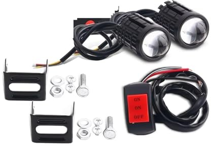 Faro Moto Anteriore Faro A LED Piccolo Proiettore ATV Scooter Lente Lampada Di Guida Faretti Fendinebbia Bicolore 12V Faro Anteriore(2Piece with switch)