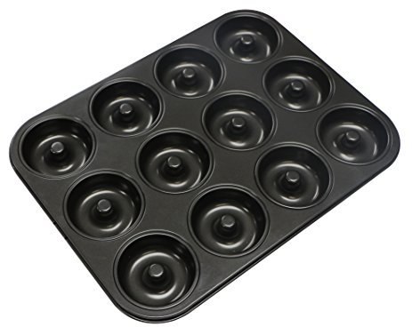 webake Stampo Ciambella 12 Cavità Stampo Ciambellone Teglia Antiaderente da Forno in Acciaio al Carbonio Muffin Pan Cup Cake Tray per Ciambelle Muffin Cupcakes Torta