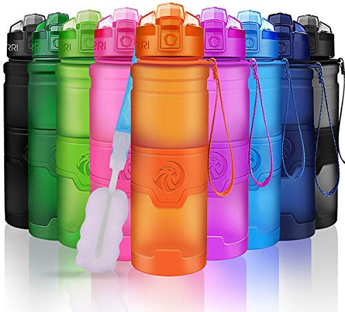 ZORRI Botella de Agua Deportiva-400ml/500ml/700ml/1000ml-sin BPA & a Prueba de Fugas, Reutilizable de plastico tritan, Agua Botellas Ideal con Filtro para niños Adulto,1-Click Apertura