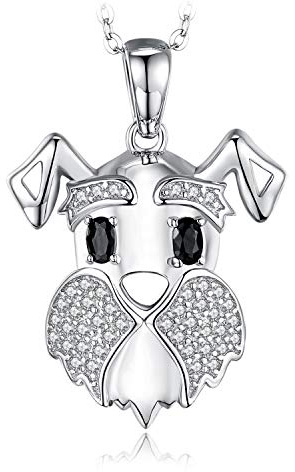 JewelryPalace Schnauzer Hund Ketten Anhänger 45CM, Echte Schwarze Spinell Schmuck Set, Halskette Damen Silber 925 Collier Damen Edelstein Mädchen, Schmuck mit Stein Frauen Valentinstag
