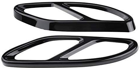 Nikou Delstahl Schalldämpfer Auspuffblende, 1 Paar Edelstahl Auspuffabdeckungen Auspuffrohr Hals Tail Abdeckung Trim Schwarz für GLC C E-Klasse C207 Coupe 14-17