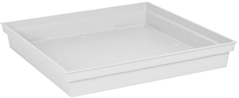 EDA Quadratischer Untersetzer Toskana, 40 cm, für Blumentopf, quadratisch, Toskana, 50 cm, 40 x 40 x 5,9 cm, Weiß