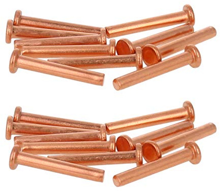 MroMax Pernos de cabeza plana de cobre de 3 mm de largo y 20 mm de diámetro, remaches de sujeción de remaches de cobre tono 50 unidades
