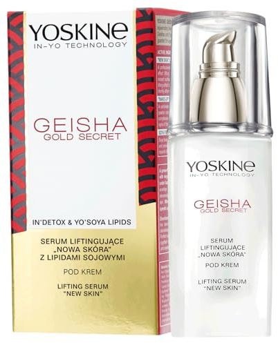 Yoskine Geisha Gold Secret Lifting-Gesichtsserum mit Peptiden, Sojalipiden und Reispuder, 30 ml