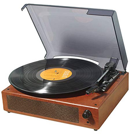 Portatile Grammofono Giradischi in Vinile Vintage Classico Giradischi Fonografo con Built-in Altoparlanti Stereo