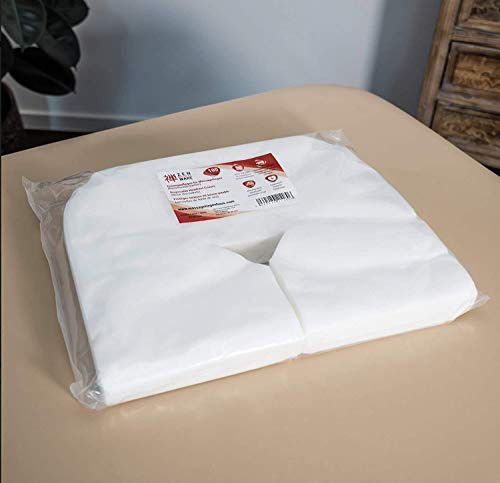 Zen 1000x Einweg Kopfstützen-Auflagen für Massage-Liegen - Nasenschlitz-Tücher - Massage-Zubehör - Gesichts-Unterlage für Kosmetik-Tische - 41x31 cm