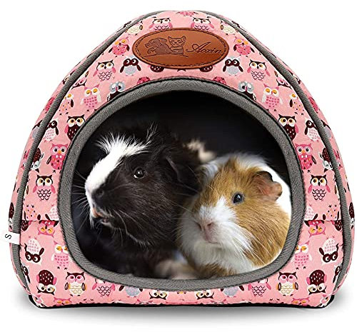 RANYPET Meerschweinchenbett, Höhle gemütliches Hamsterhaus, großes Versteck für Meerschweinchen, Frettchen, Igel, Chinchilla, Bartdrache, Winternest, Hamsterzubehör, Rosa