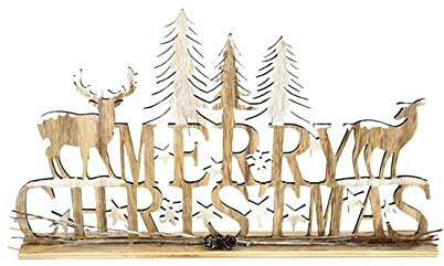 TIENDA EURASIA® Colgantes Originales Feliz Navidad - Adornos y Decoración para Casa - Madera Deco 44x27 cm (81275)