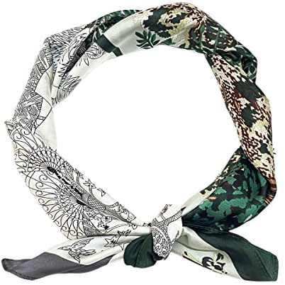 FAIRYGATE Seidenschal Damen Schals für Damen Seidentuch Haare Kleiner Bandana Halstuch Kopftuch Vierecktuch Seide Tuch Schal Druck Blumenmuster Tücher 96016