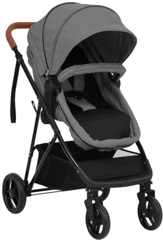 vidaXL Cochecito de bebés 2 en 1 de acero gris claro y negro