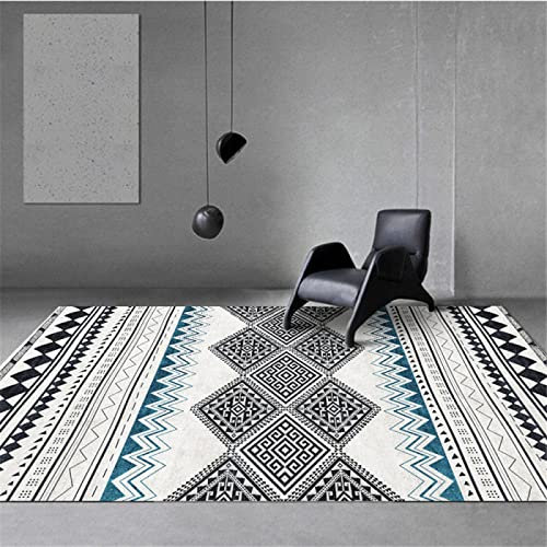 DJHWWD webteppich Teppich Mit Muster Schlafzimmer-Teppich, rechteckig, schwarz, weiß, Moderne Wohnzimmer-Fußmatten Teppich Wohnzimmer rund 160X230CM