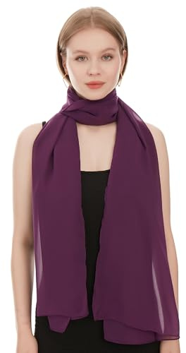 Chiffong Sjal Scarf För Dam – Lätt Och Tunn Halsduk Mode Sjalar för Kvinnor - Chiffon Vårsjal - Elegant Sommarsjal För Damer - Chiffongsjal Bröllopssjal Balwrap Cocktailsjal (Mörklila)