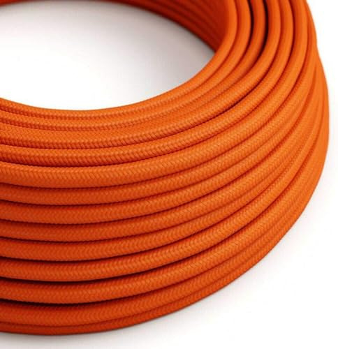 Orange Lighting Cable LEDSone 16.4ft Vintage 2 Core Round 18AWG Fabric Electrical Wire, 5m 2 Conductors Lamp Flex Cord Modern Cloth Covered Wire for Pendant Light Bulb Industrial DIY Project.