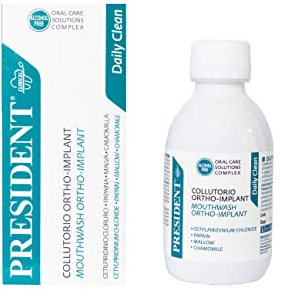 President COLLUTORIO ORTHO-IMPLANT per portatori di apparecchi ortodontici, impianti dentali e protesi. Antibatterico, contrasta la formazione della placca e le infiammazioni gengivali - 200 ml