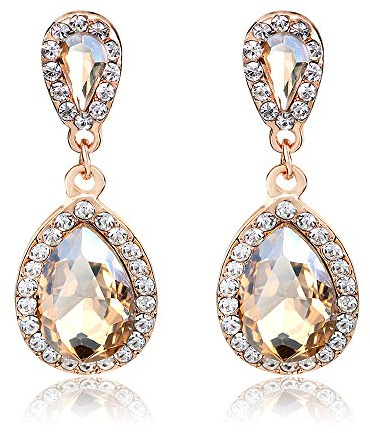 Champagner Vergoldete Tropfenohrringe für Frauen Mädchen Eleganter Diamant CZ Bohemian Statement Ohrringe Drop Studs Modeschmuck Schmuck Geschenke