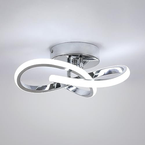 Goeco Plafonnier LED Moderne, 22W Lampe Plafond Lampes Intérieures, Luminaire Plafonnier Argenté pour Chambre Couloir Balcon, 6500K lumière blanche froide