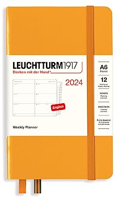LEUCHTTURM1917 367632 Wochenkalender Pocket (A6) 2024, 12 Monate, Rising Sun, Englisch