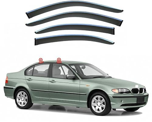YSOLDA 4 Stück Auto Windabweiser Regenabweiser,für BMW 3 Series E36 E46 E90 F30 G20,1990-2023+,Regenschutz Seitenfenster Luftabweiser,E46 1999-2004