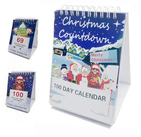 100 Day Christmas Countdown Calendar 2025,Christmas Countdown Calendar, Desktop Advent Calendar for Home Office Room Decor, Xmas Count Down Gift (Multicolor)