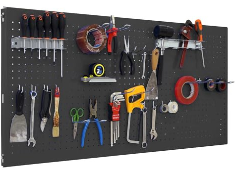 SimonRack Panneau Outils Muraux, Organisateur Outils, Comprend 22 Crochets et 3 Supports, 1500 x 600 mm, Anthracite - Simonwork