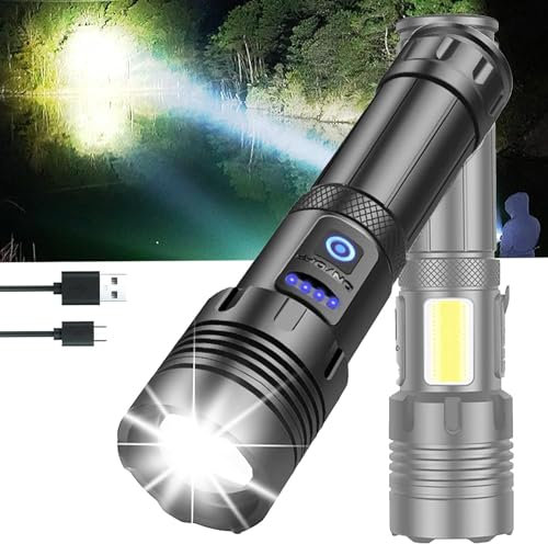 Torch Led Super Bright, 90000 high Lumens Powerful Tactical Flashlight Rechargeable Torch 7 Modes Adjustable Focus