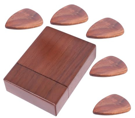 ibasenice Guitar Pick Holder Aus Walnussholz Mit Gitarren-picks Elegantes Aufbewahrungsbox-design Für Musiker Tragbar Und Praktisch Für Gitarrenliebhaber